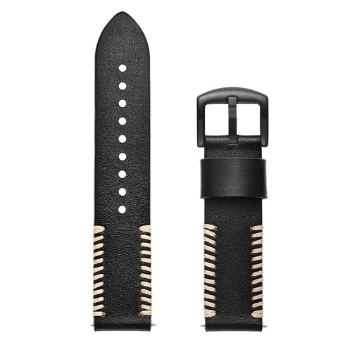 Amazfit Balance Stitched Leather Strap (Black)