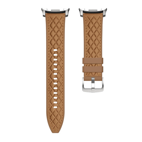 Diamond Leather Hybrid Strap, laid flat, separate parts, top and underside view