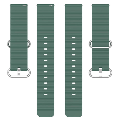 Silicone Ocean Strap, laid flat, separate parts, top and underside view