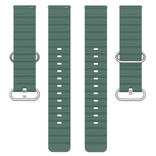 Silicone Ocean Strap, laid flat, separate parts, top and underside view