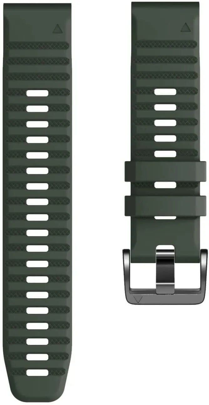 Silicone Strap, laid flat, separate parts, top and underside view
