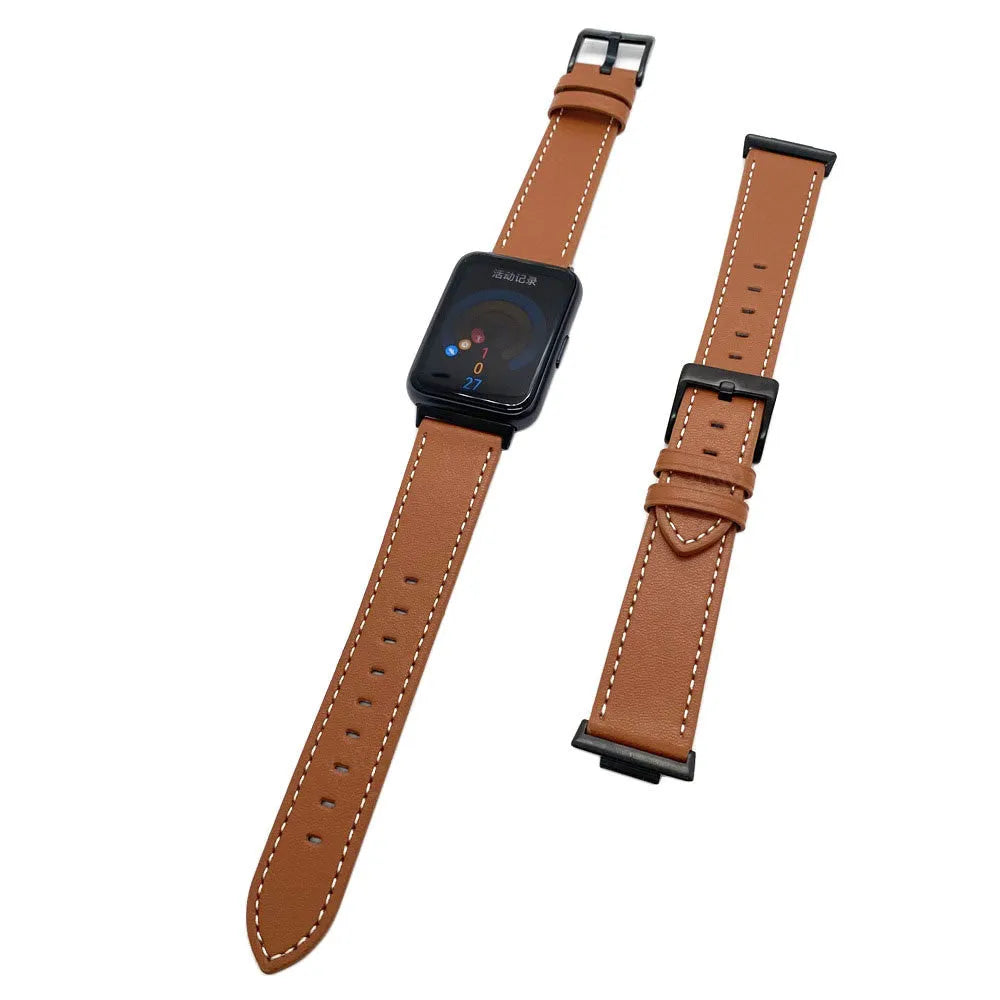 Leather Strap, laid flat, separate parts, top and underside view