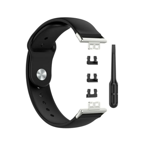 Silicone Sport Strap, laid flat, separate parts, top and underside view