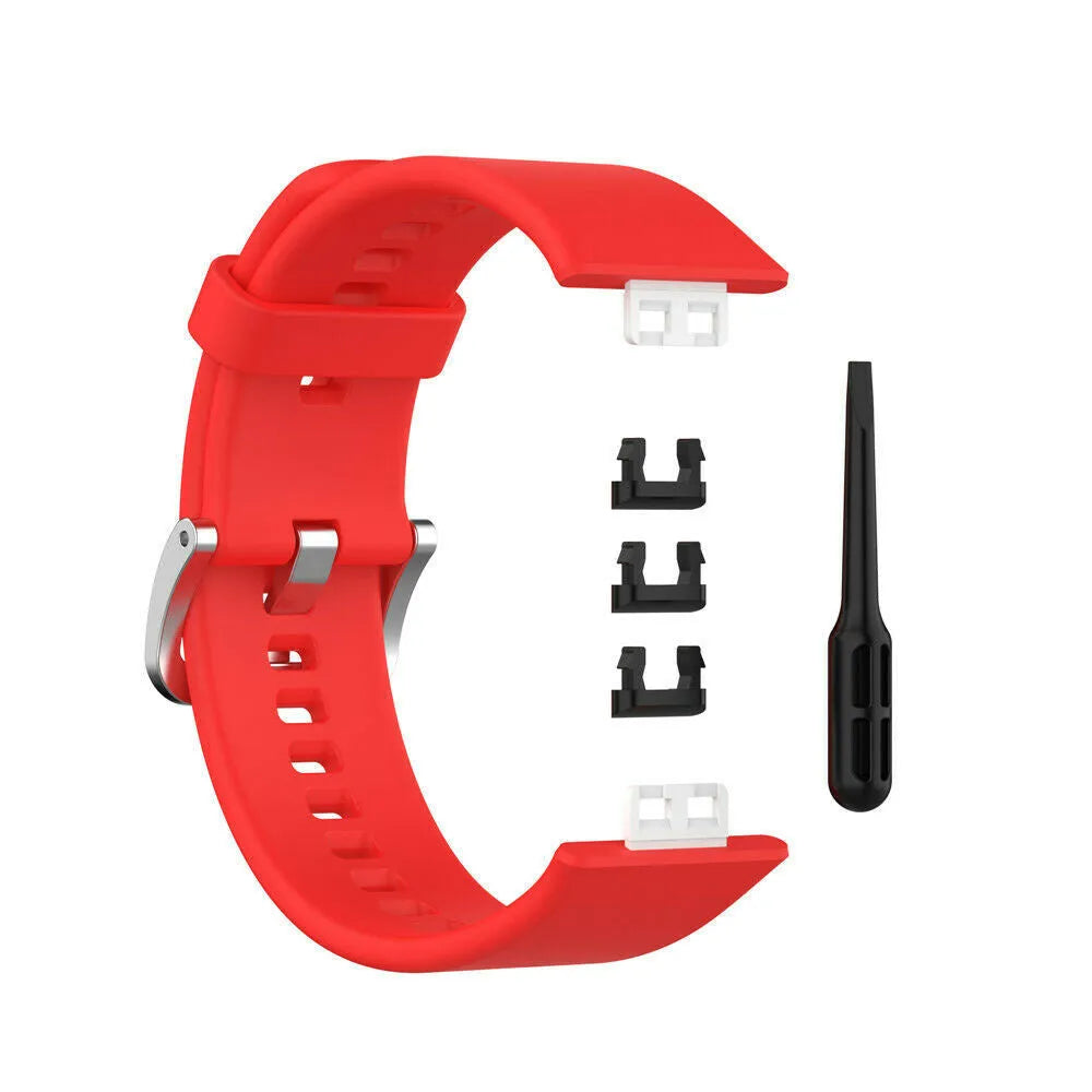 Silicone Strap, laid flat, separate parts, top and underside view