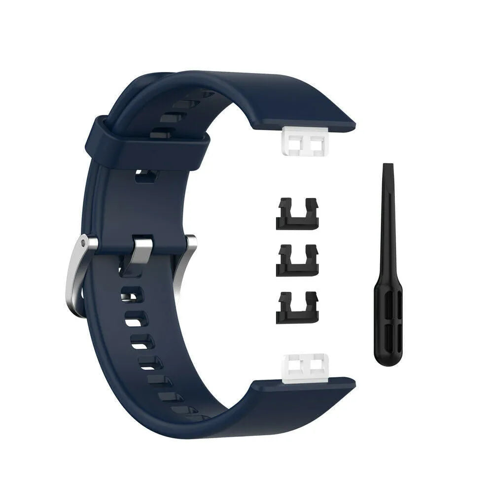 Silicone Strap, laid flat, separate parts, top and underside view