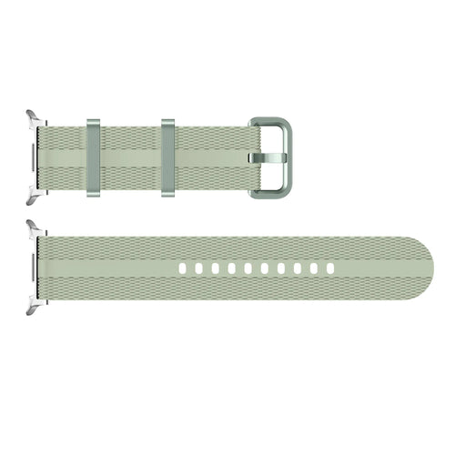Silicone Active Strap, laid flat, separate parts, top and underside view