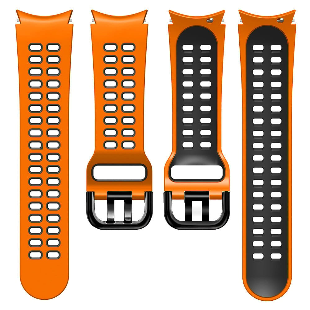 Silicone Squared Sport Strap, laid flat, separate parts, top and underside view
