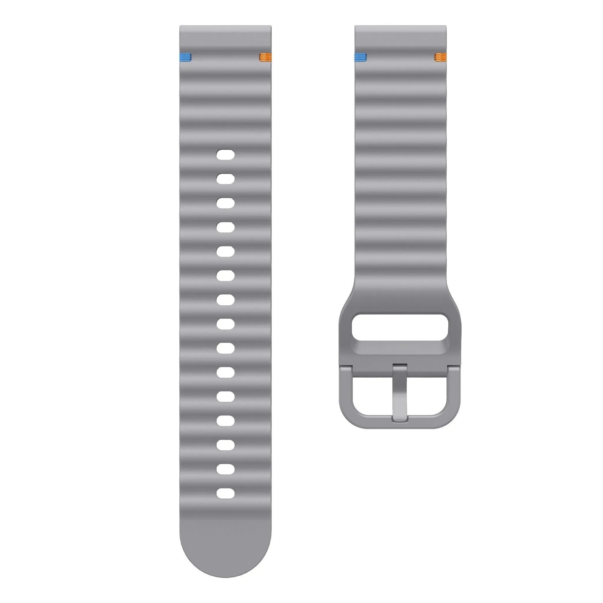 Wave Silicone Strap, laid flat, separate parts, top and underside view