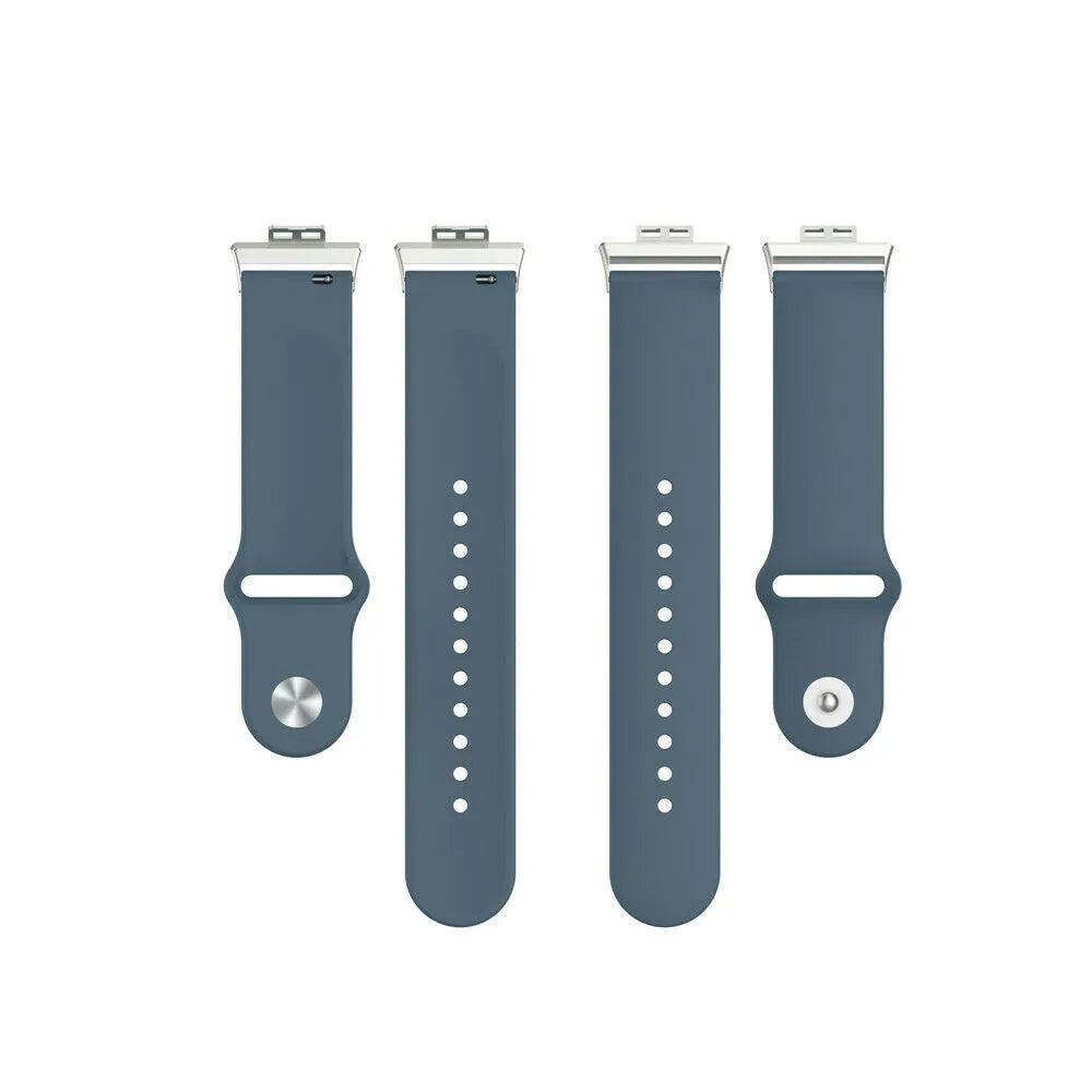 Silicone Sport Strap, laid flat, separate parts, top and underside view