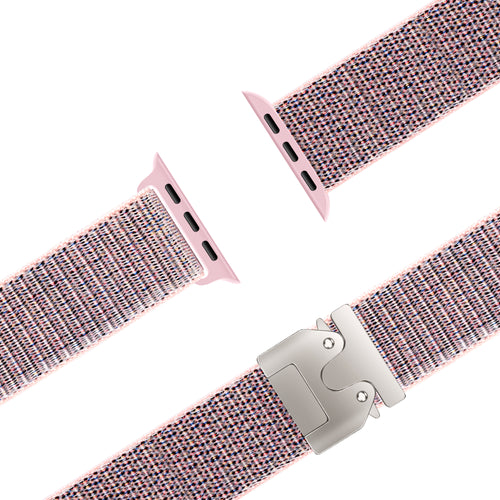 Nylon Strap 'Classic' P-Buckle, pink sand, laid flat, joined, 45° top view