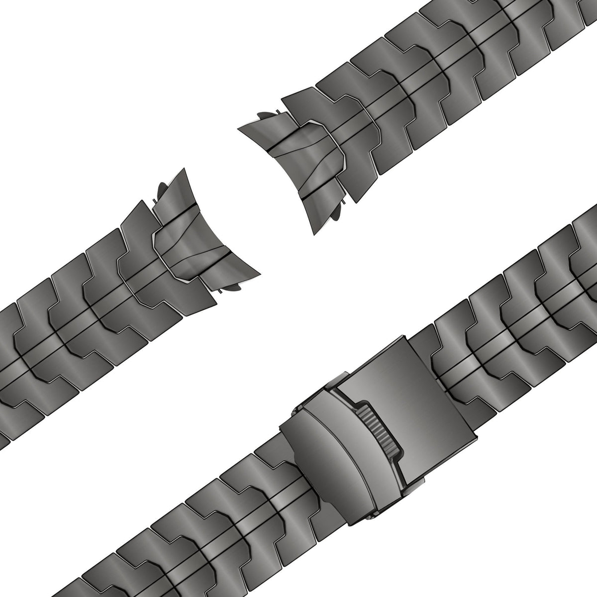 Steel Strap 'Iron', graphite, laid flat, joined, 45° top view