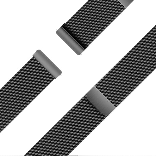 Milanese Loop Strap, black, laid flat, joined, 45° top view