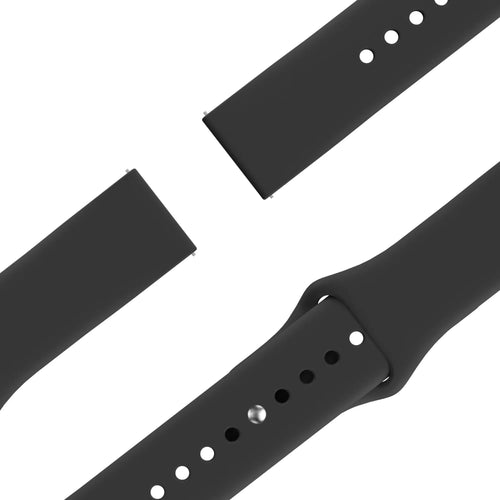 Silicone Sport Strap 'Deluxe', black, laid flat, joined, 45° top view