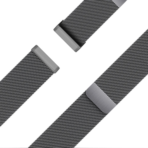 Milanese Loop Strap, black, laid flat, joined, 45° top view