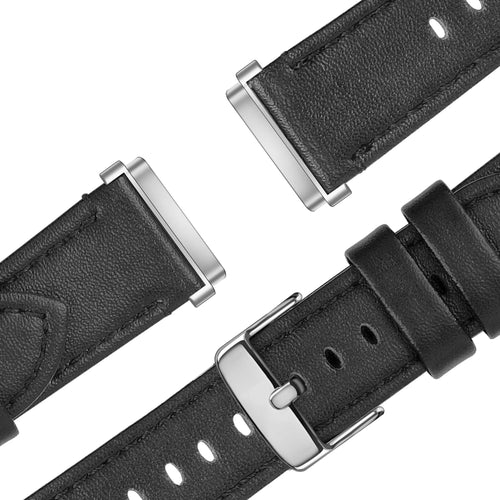 Leather Strap 'Deluxe', black, laid flat, joined, 45° top view