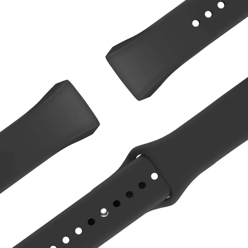 Silicone Sport Strap 'Deluxe', black, laid flat, joined, 45° top view