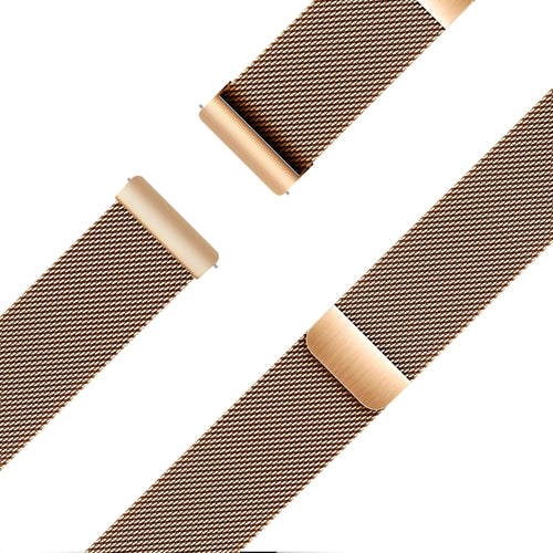 Milanese Loop Strap, rose gold, laid flat, joined, 45° top view