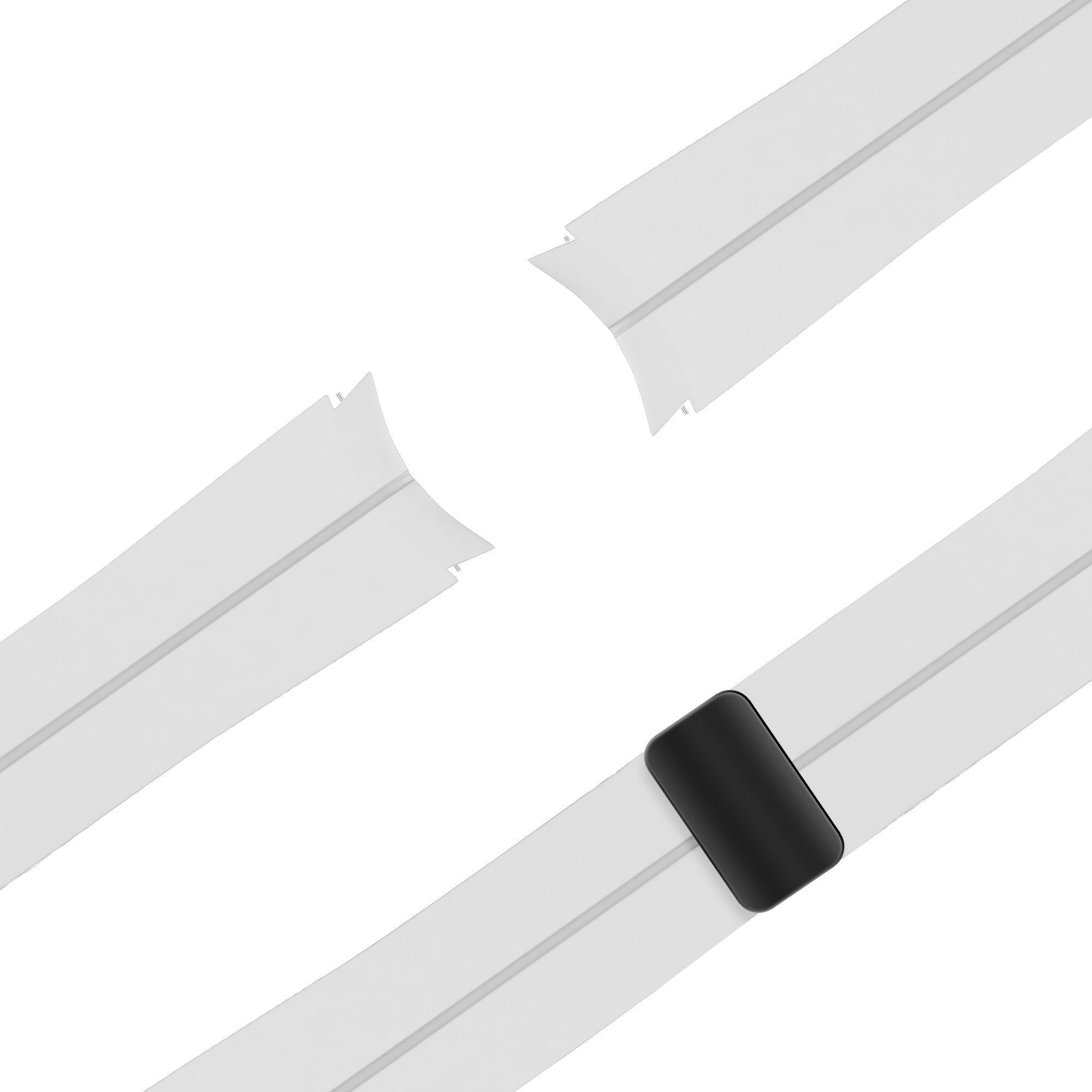 D-Buckle Silicone Strap, white, laid flat, joined, 45° top view
