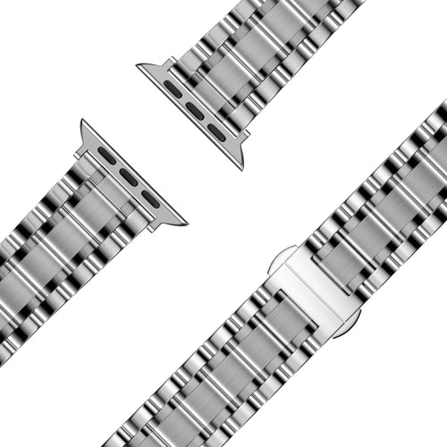 Steel Link Strap 'Deluxe', silver, laid flat, joined, 45° top view