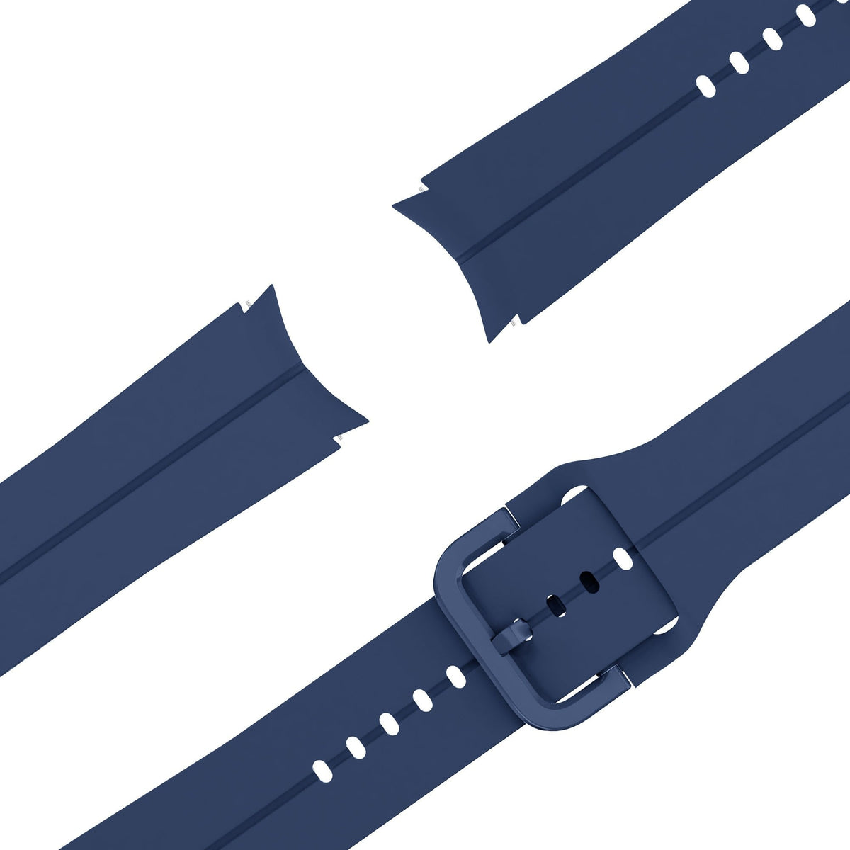 Silicone Strap 'Extreme', dark blue, laid flat, joined, 45° top view