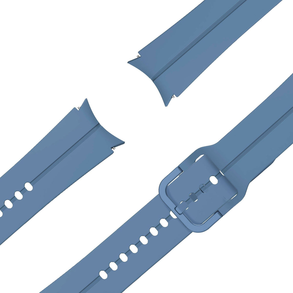 Silicone Strap 'Extreme', grey-blue, laid flat, joined, 45° top view