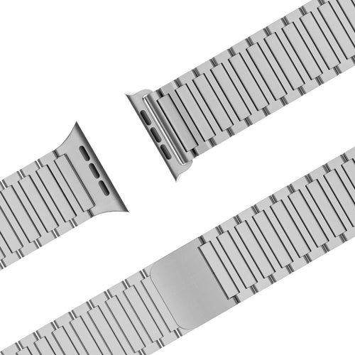 Magnetic Steel Strap 'Deluxe', silver, laid flat, joined, 45° top view