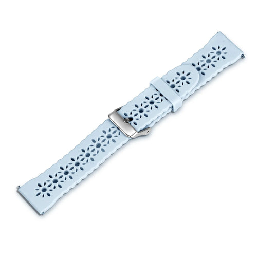 Patterned Silicone Strap, mist blue, laid flat, joined, 45° top view