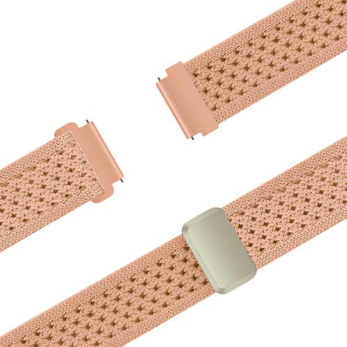 Vintage Nylon Strap, antique pink, laid flat, joined, 45° top view