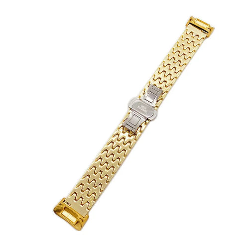 Steel Dragon Strap, gold, laid flat, joined, 45° top view