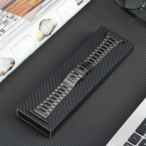 Luxury Titanium Strap, graphite, laid flat, joined, 45° top view
