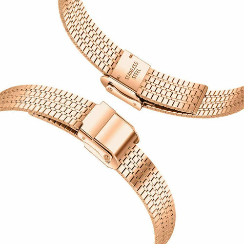 Fine Steel Strap, rose gold, laid flat, joined, 45° top view