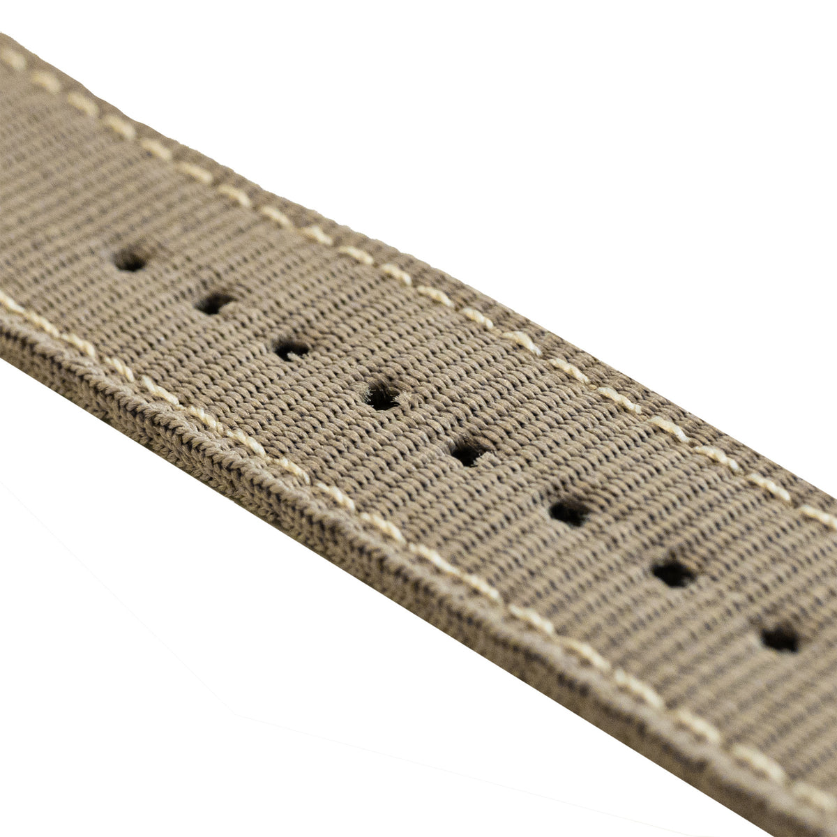 Nylon Buckle Strap, khaki, laid flat, joined, 45° top view