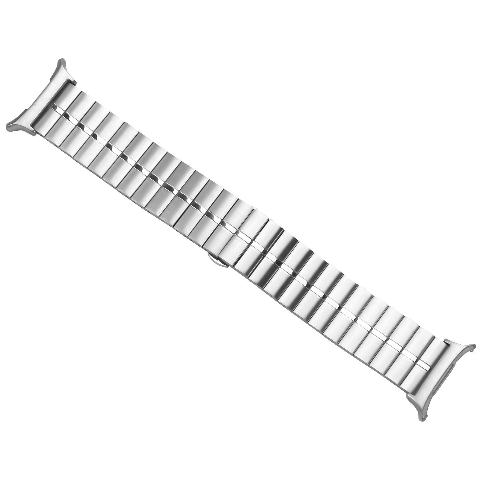 Premium Metal Strap, silver, laid flat, joined, 45° top view