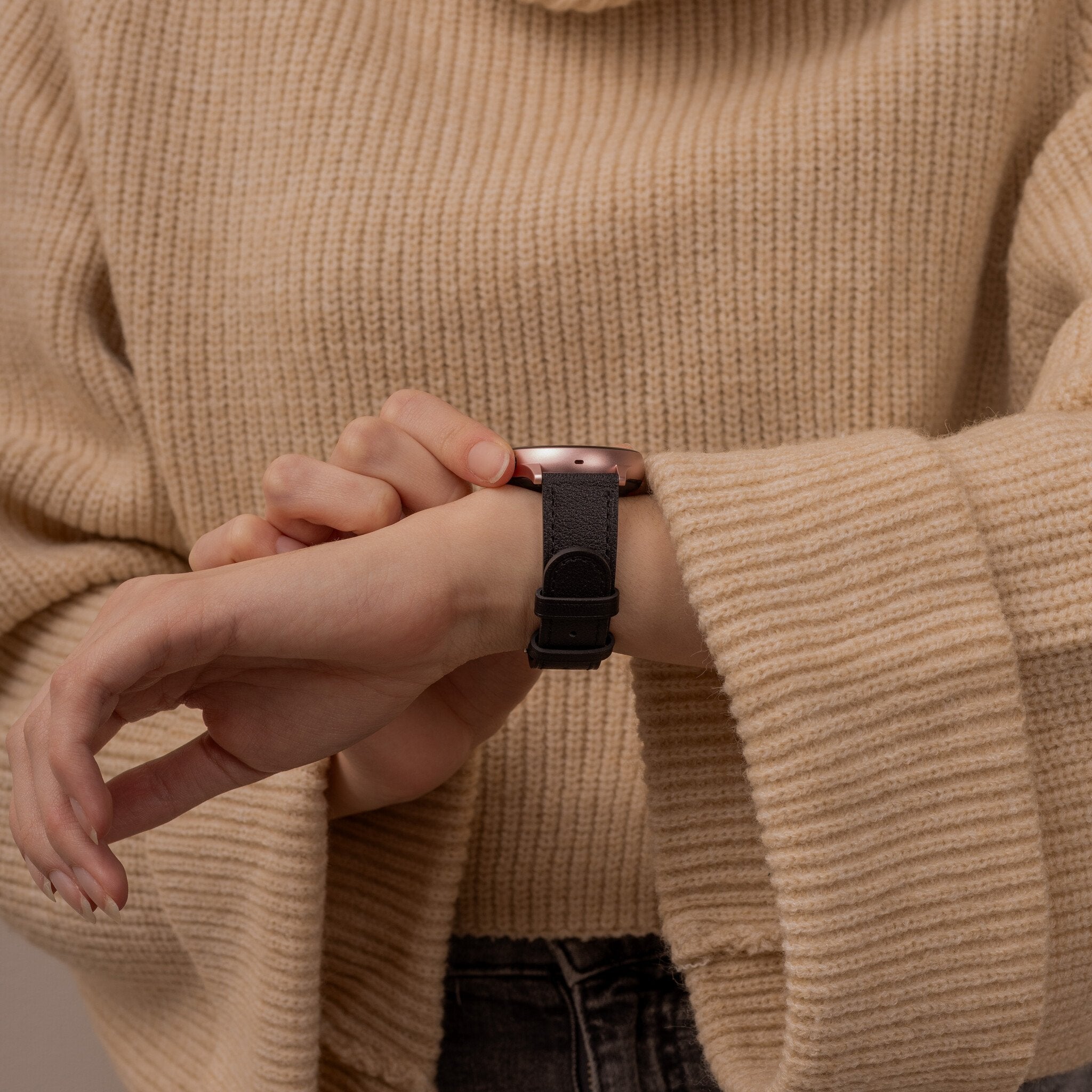Correa cuero Samsung Galaxy Watch FE (negro elegante)