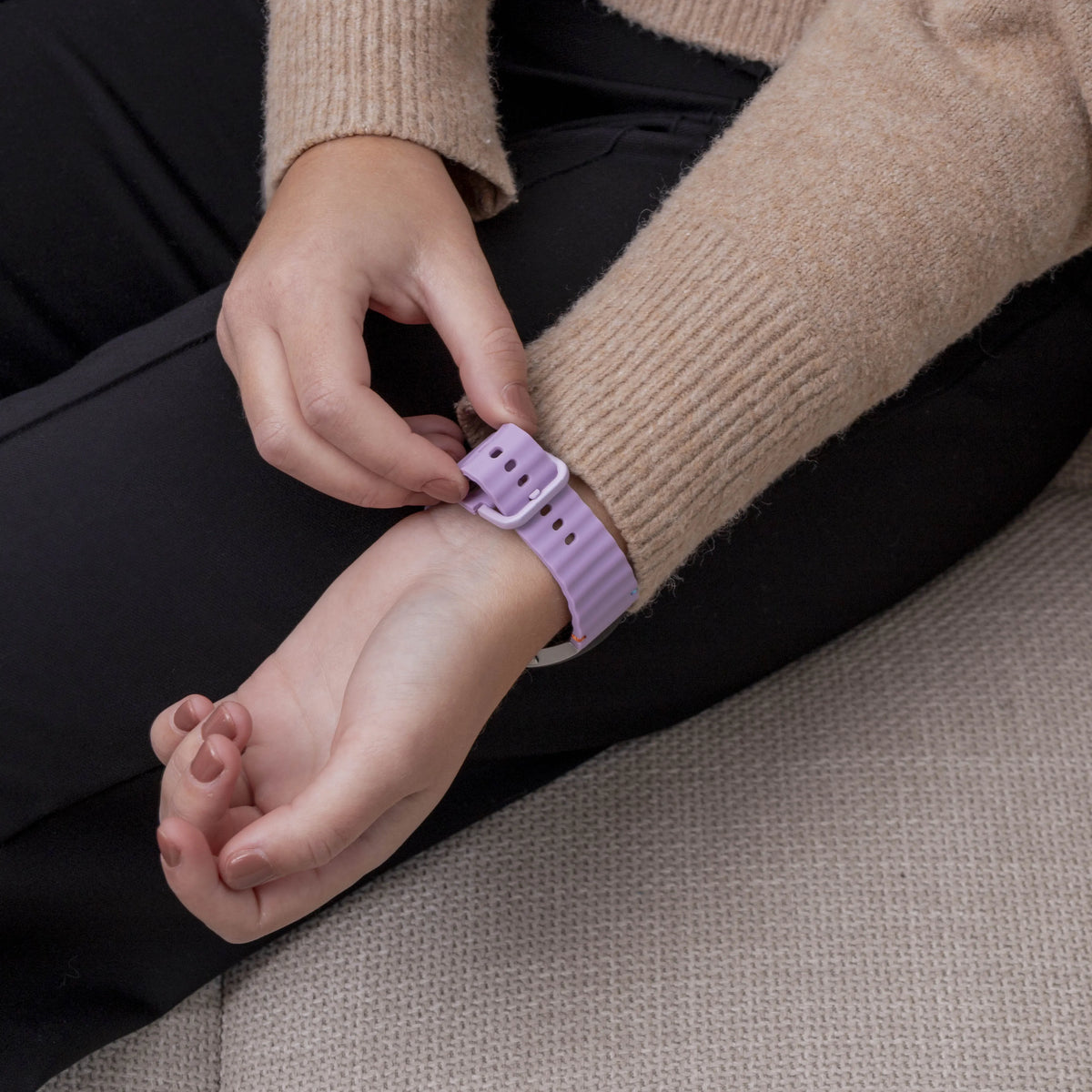 Wave Silicone Strap, lavender, lifestyle photo