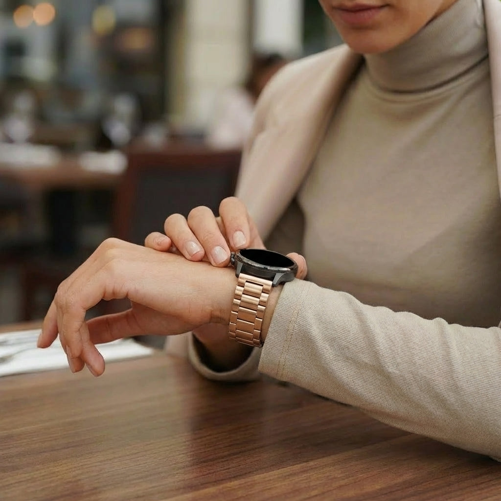 Bandz Garmin Vivomove 3s Steel Strap 'Classic' (Rose Gold)
