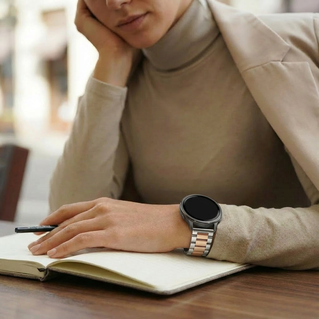 Bandz Garmin Vivomove HR Steel Strap 'Classic' (Silver/Rose Gold)