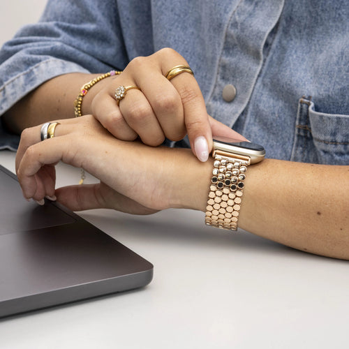 Fitbit Versa 3 Steel Strap Hexagons (Rose Gold)