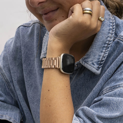 Correa acero Fitbit Sense (oro rosa)