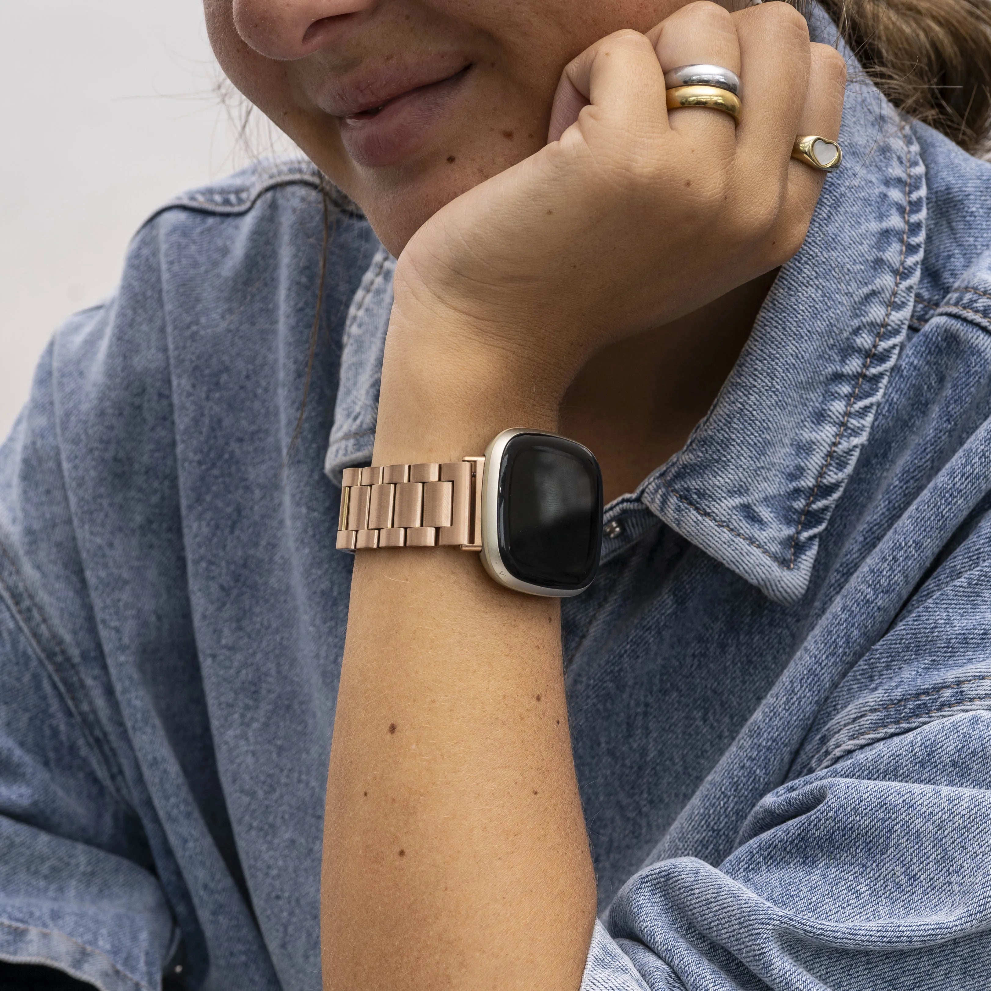 Correa acero Fitbit Sense (oro rosa)