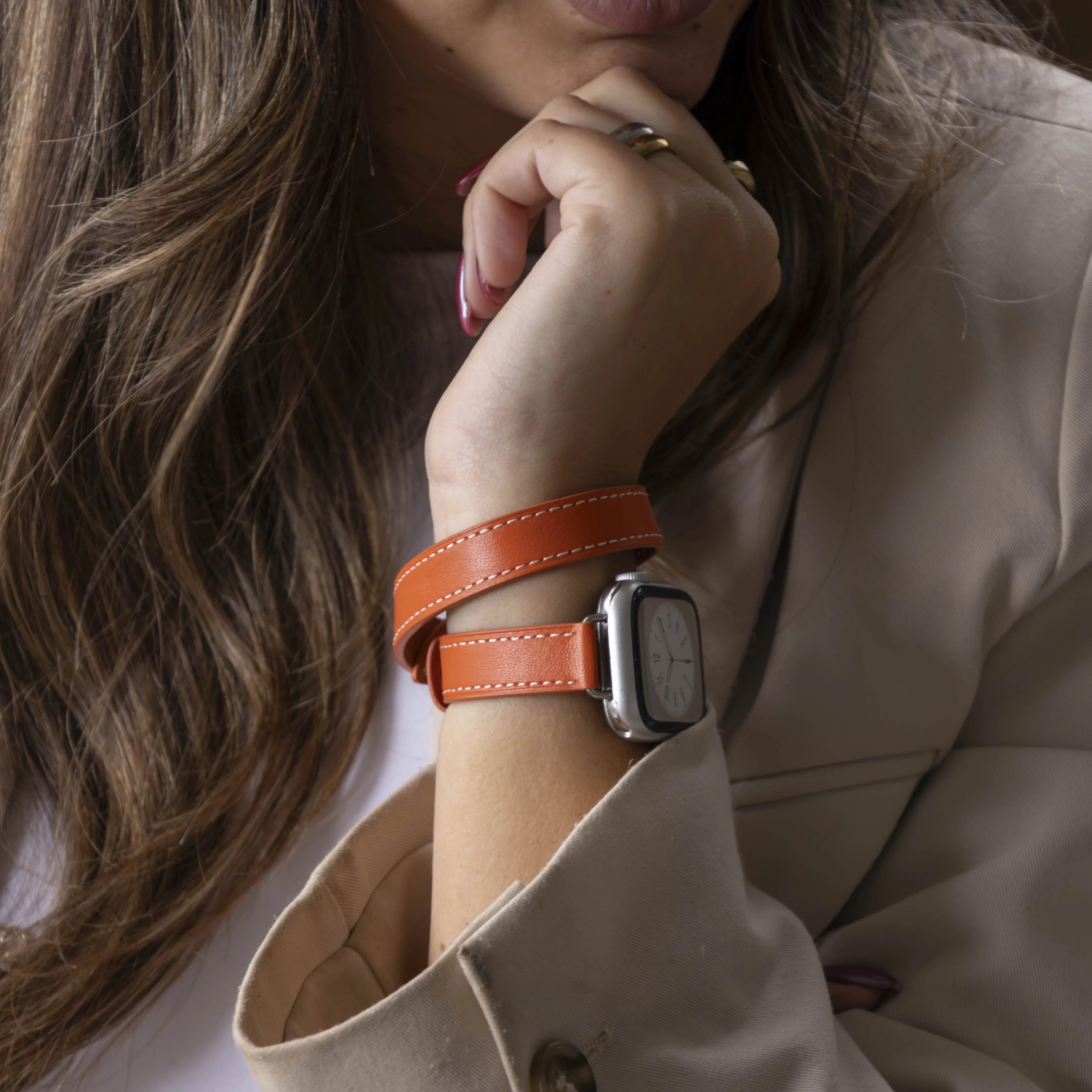 Correa cuero Double Tour Apple Watch (orange)