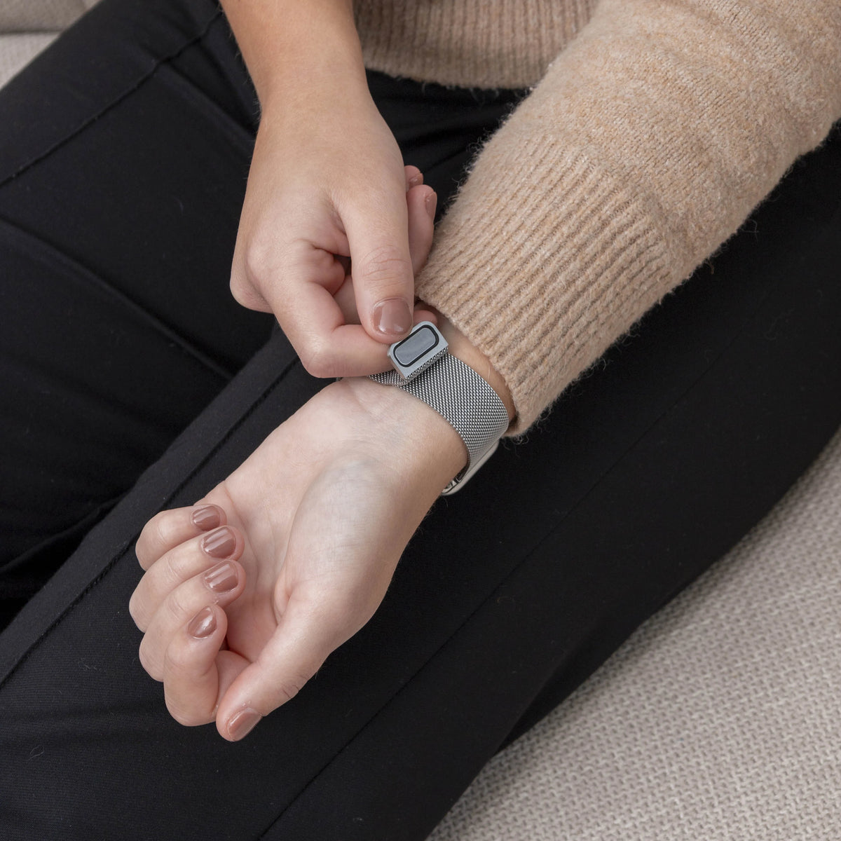Milanese Strap, silver, lifestyle photo