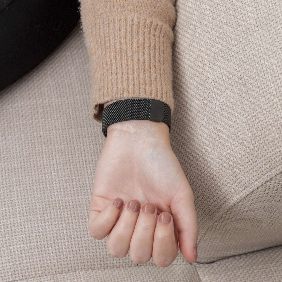 Milanese Strap, black, lifestyle photo