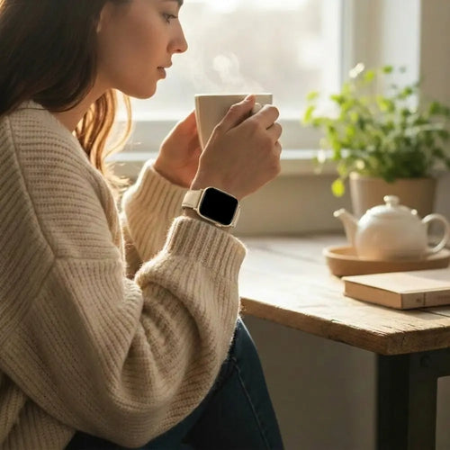 Leather Strap 'D-Type', beige, lifestyle photo