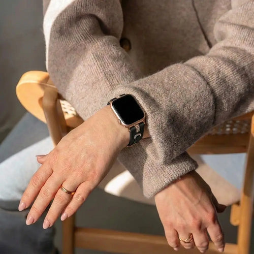 Bandz Apple Watch Leather Strap 'T-Belt' (Black)