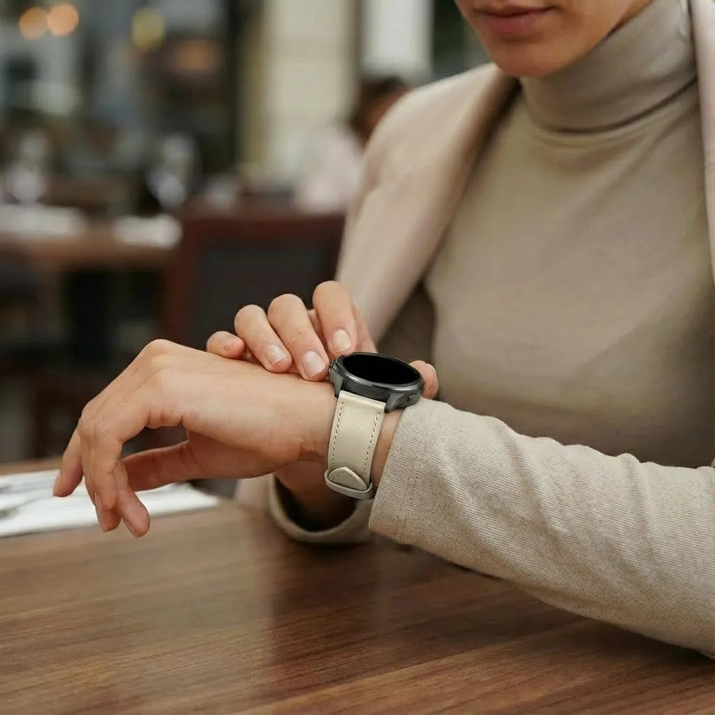 Bandz Correa cuero 'Deluxe' Garmin Approach S42 (beige)