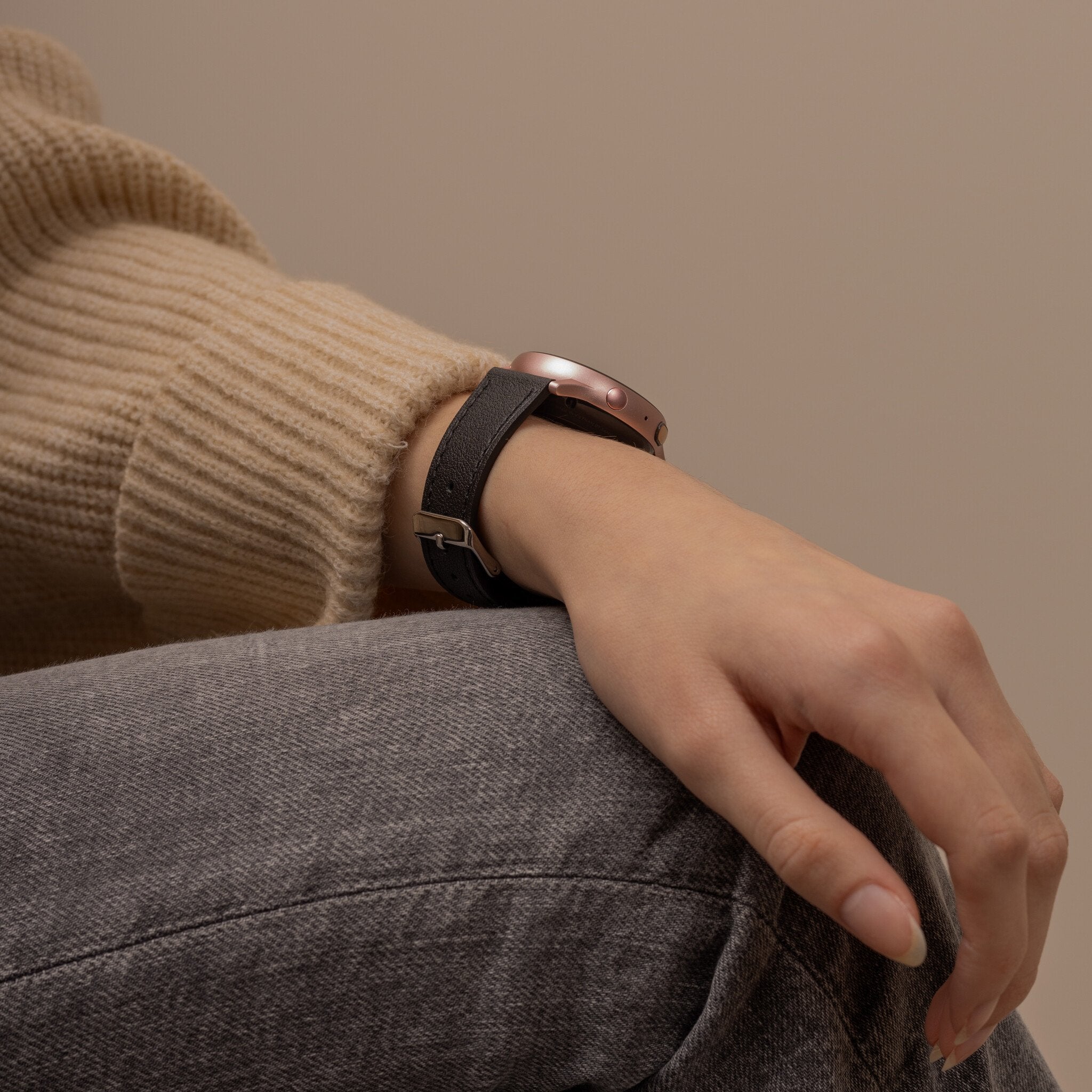 Correa cuero Samsung Galaxy Watch FE (negro elegante)