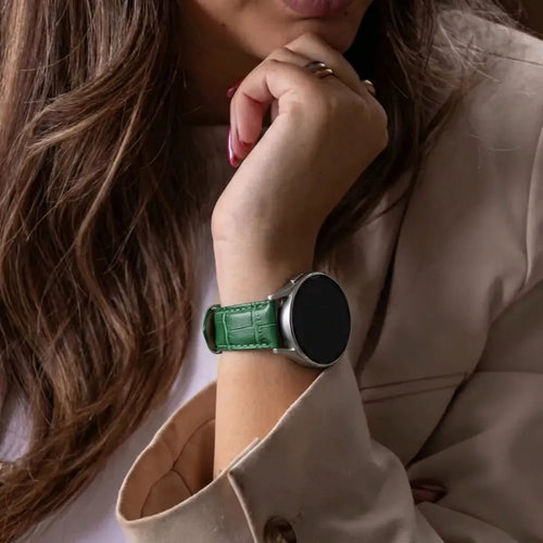 Correa cuero cocodrilo granulado Amazfit GTR Mini (verde)