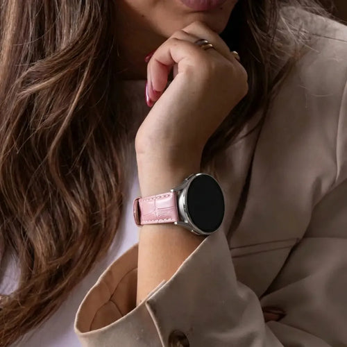 Correa de cuero de grano de cocodrilo Amazfit GTS 2 (rosa)