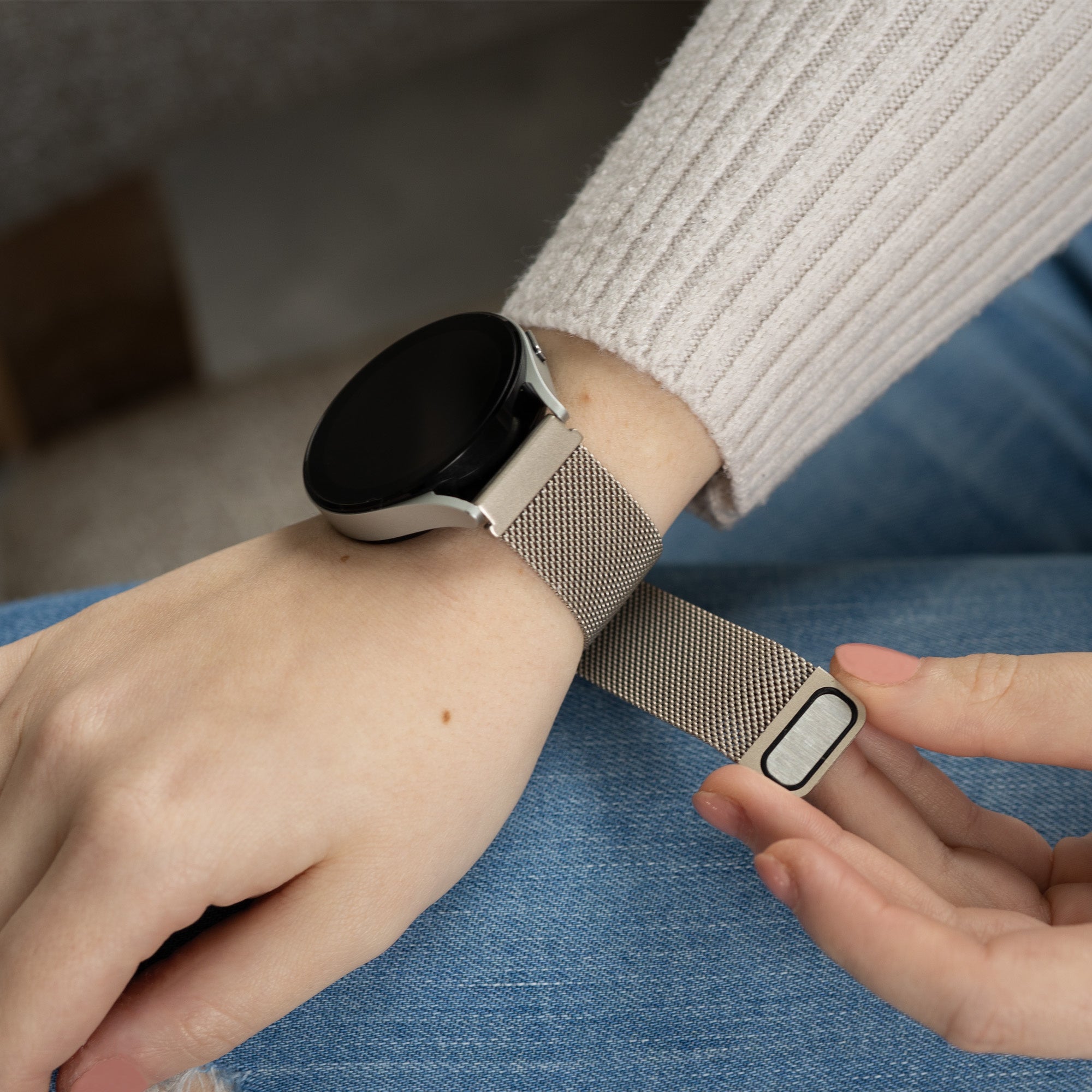 Correa milanesa Samsung Galaxy Watch 4 44mm (blanco estrella)